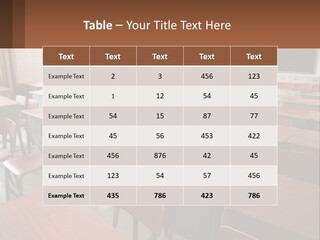 A Classroom With Desks And A Chalk Board PowerPoint Template