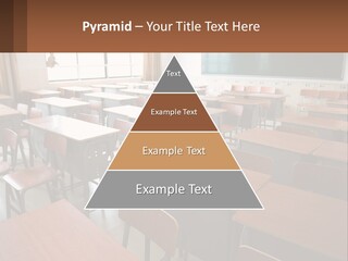 A Classroom With Desks And A Chalk Board PowerPoint Template