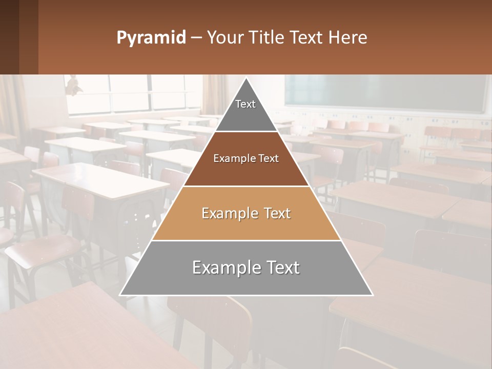 A Classroom With Desks And A Chalk Board PowerPoint Template