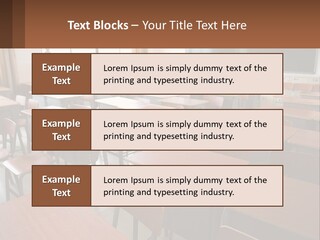 A Classroom With Desks And A Chalk Board PowerPoint Template