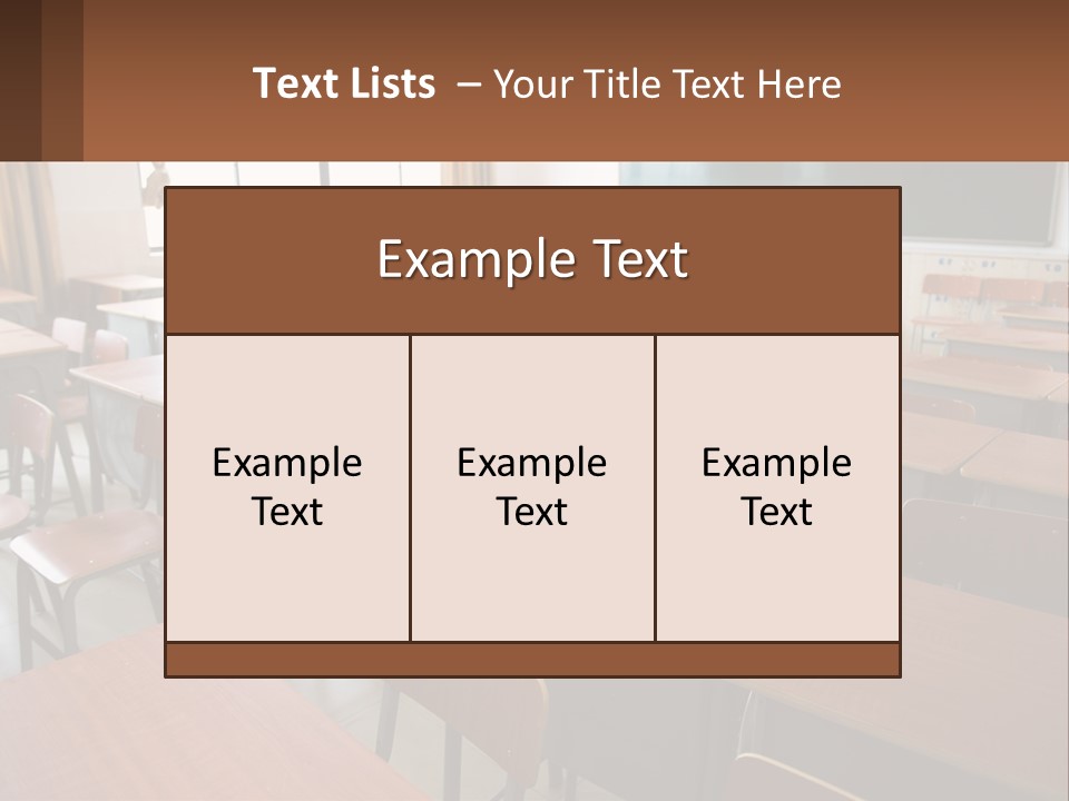 A Classroom With Desks And A Chalk Board PowerPoint Template