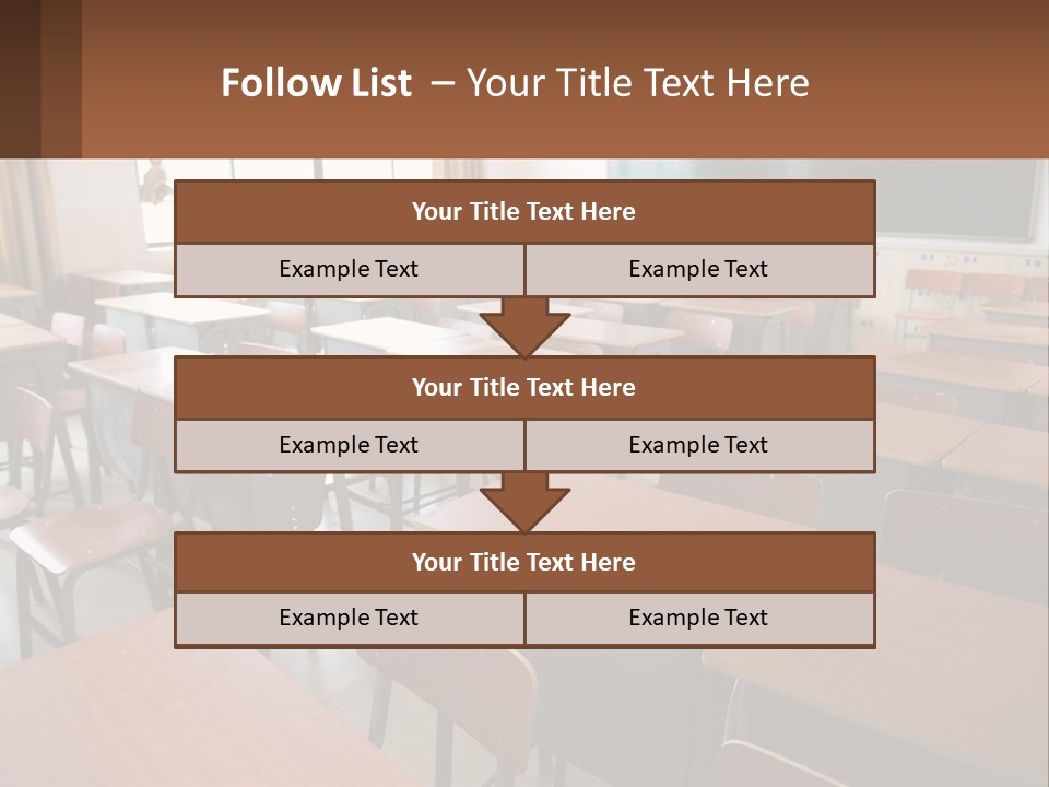 A Classroom With Desks And A Chalk Board PowerPoint Template