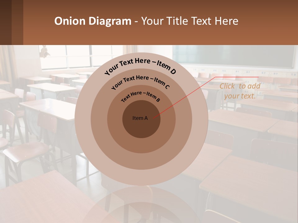 A Classroom With Desks And A Chalk Board PowerPoint Template
