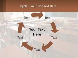 A Classroom With Desks And A Chalk Board PowerPoint Template