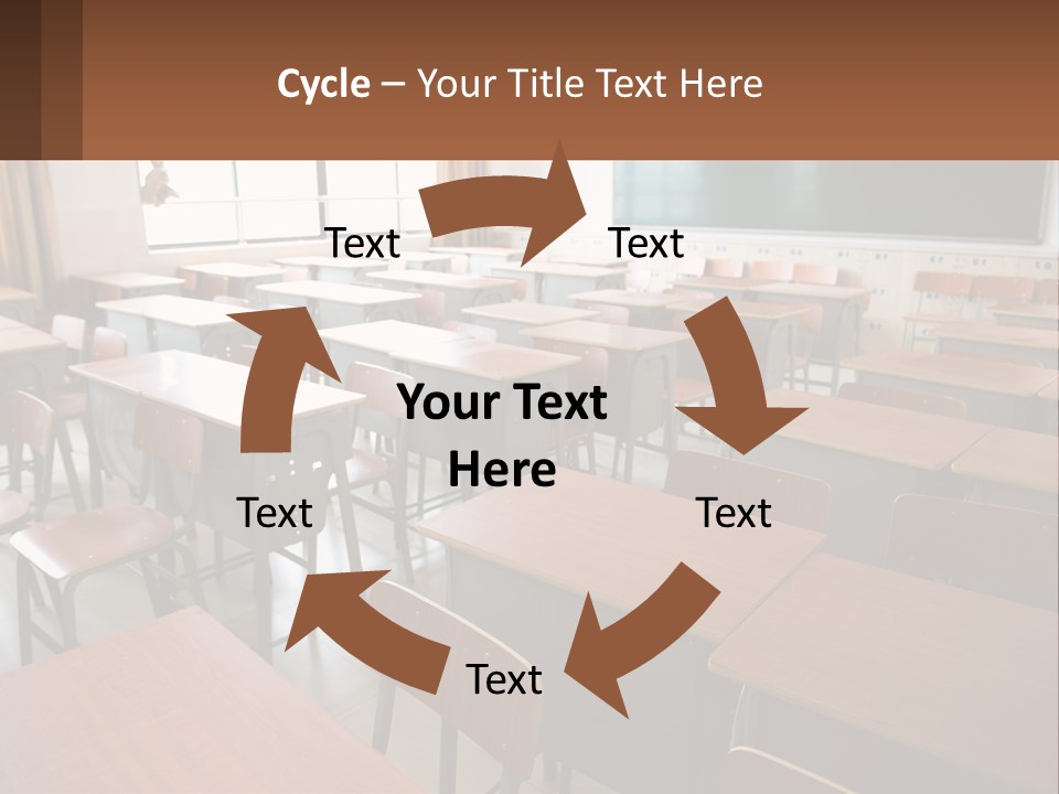 A Classroom With Desks And A Chalk Board PowerPoint Template