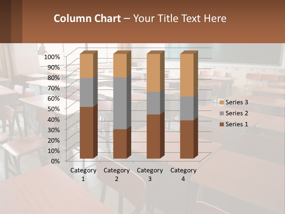 A Classroom With Desks And A Chalk Board PowerPoint Template