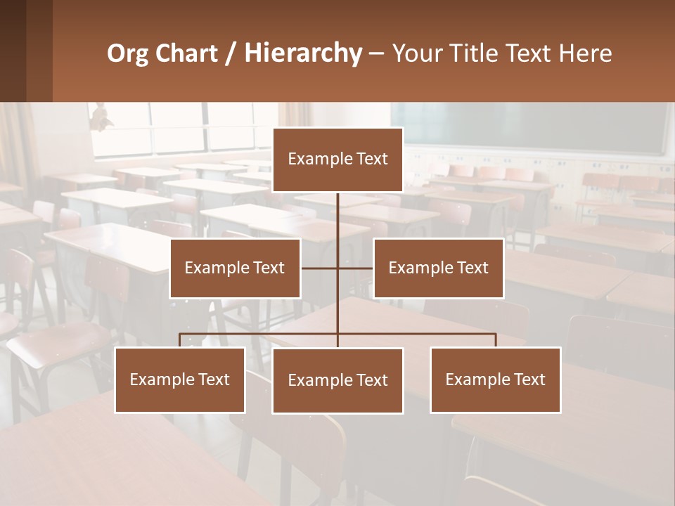 A Classroom With Desks And A Chalk Board PowerPoint Template