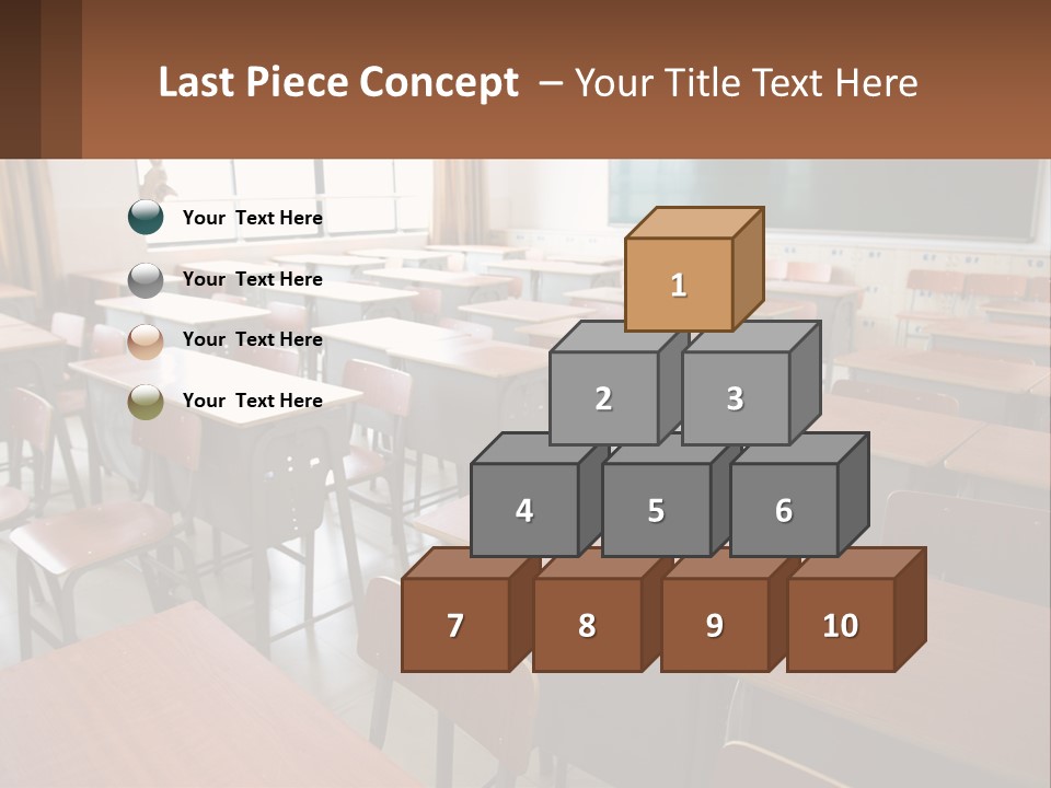 A Classroom With Desks And A Chalk Board PowerPoint Template