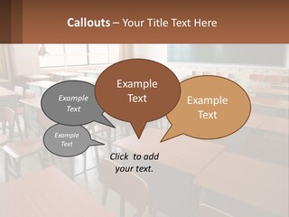 A Classroom With Desks And A Chalk Board PowerPoint Template