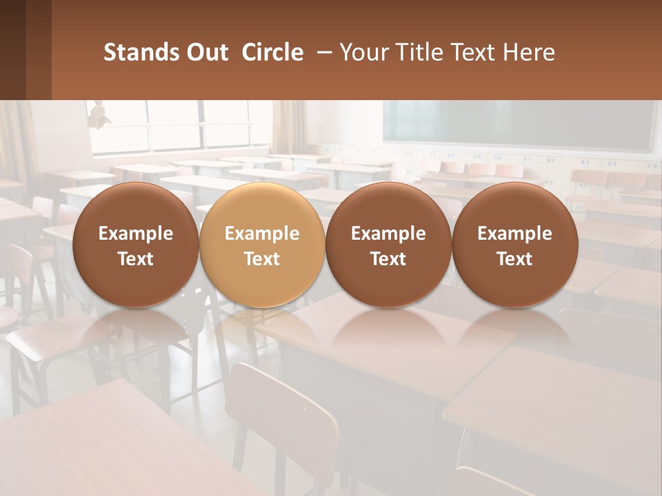 A Classroom With Desks And A Chalk Board PowerPoint Template