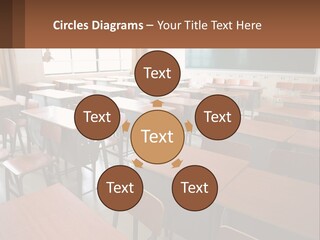 A Classroom With Desks And A Chalk Board PowerPoint Template