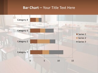 A Classroom With Desks And A Chalk Board PowerPoint Template