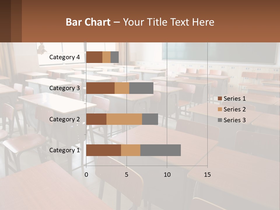 A Classroom With Desks And A Chalk Board PowerPoint Template