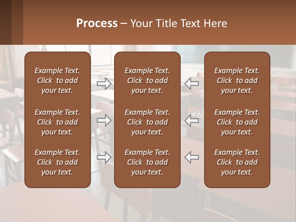 A Classroom With Desks And A Chalk Board PowerPoint Template