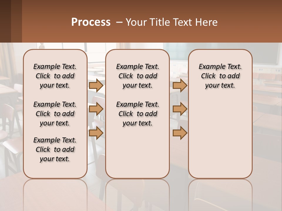A Classroom With Desks And A Chalk Board PowerPoint Template
