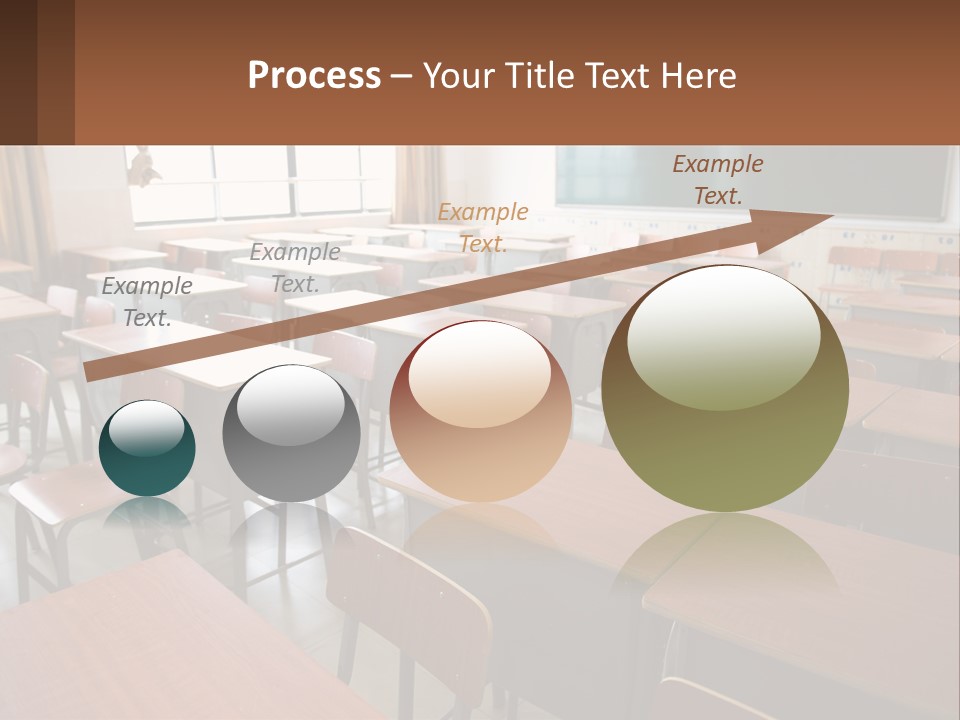 A Classroom With Desks And A Chalk Board PowerPoint Template