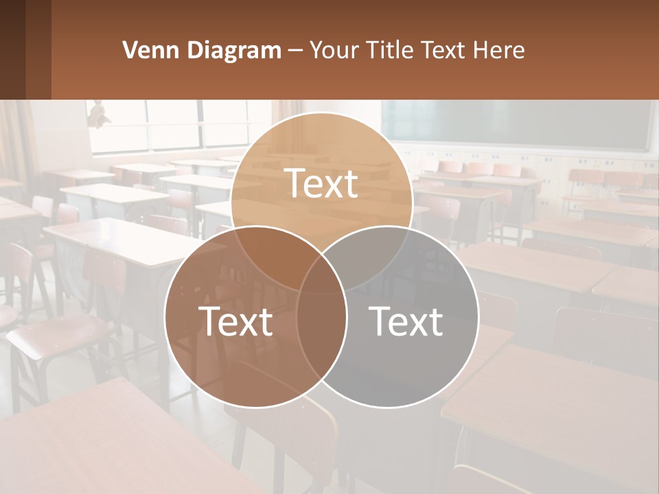 A Classroom With Desks And A Chalk Board PowerPoint Template