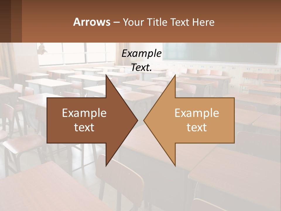 A Classroom With Desks And A Chalk Board PowerPoint Template