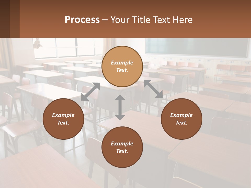 A Classroom With Desks And A Chalk Board PowerPoint Template