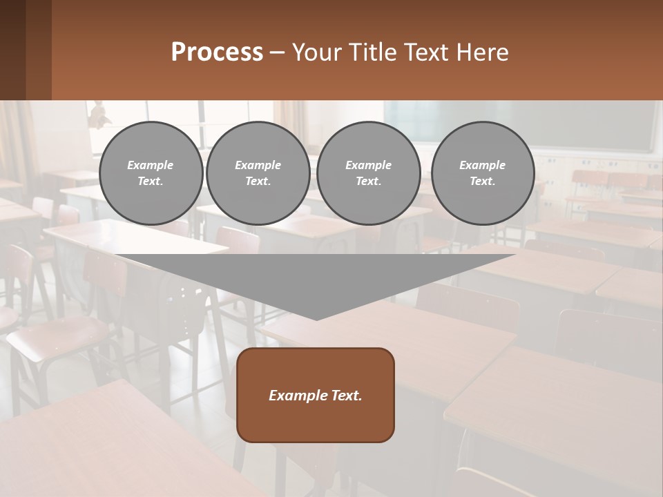 A Classroom With Desks And A Chalk Board PowerPoint Template