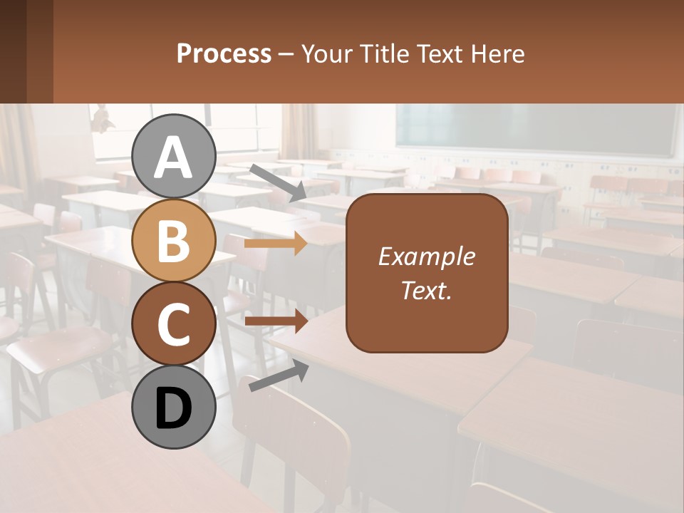 A Classroom With Desks And A Chalk Board PowerPoint Template
