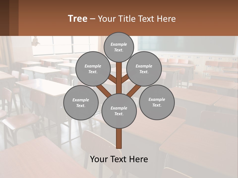 A Classroom With Desks And A Chalk Board PowerPoint Template