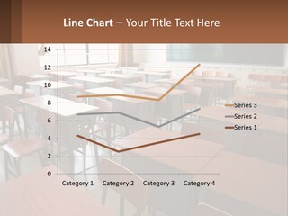 A Classroom With Desks And A Chalk Board PowerPoint Template