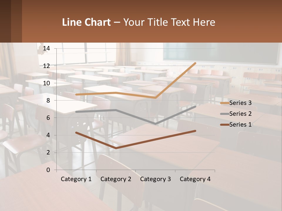 A Classroom With Desks And A Chalk Board PowerPoint Template