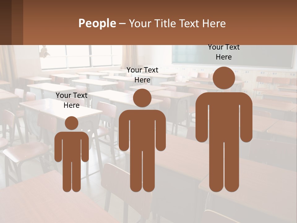 A Classroom With Desks And A Chalk Board PowerPoint Template