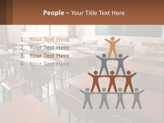 A Classroom With Desks And A Chalk Board PowerPoint Template