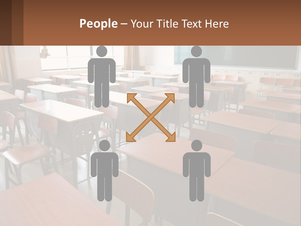 A Classroom With Desks And A Chalk Board PowerPoint Template