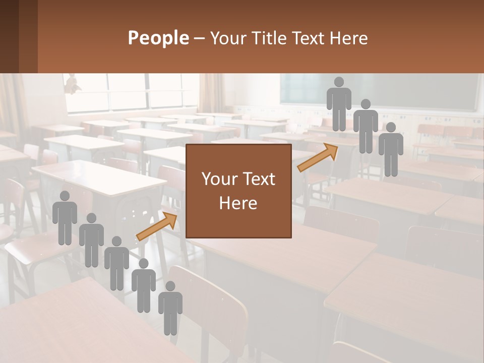 A Classroom With Desks And A Chalk Board PowerPoint Template