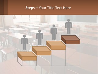 A Classroom With Desks And A Chalk Board PowerPoint Template