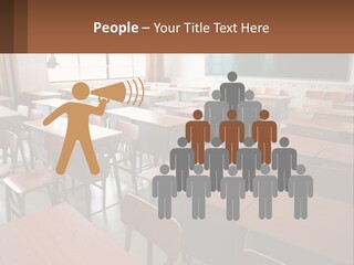 A Classroom With Desks And A Chalk Board PowerPoint Template