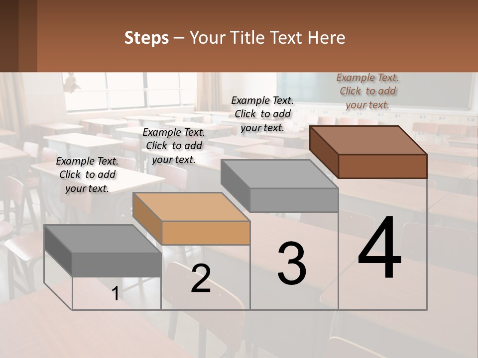 A Classroom With Desks And A Chalk Board PowerPoint Template