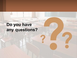 A Classroom With Desks And A Chalk Board PowerPoint Template