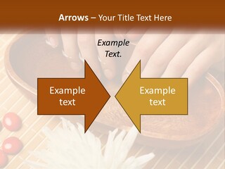 A Person With Their Hands On A Wooden Tray PowerPoint Template