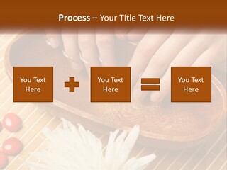 A Person With Their Hands On A Wooden Tray PowerPoint Template