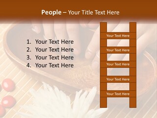 A Person With Their Hands On A Wooden Tray PowerPoint Template