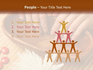 A Person With Their Hands On A Wooden Tray PowerPoint Template