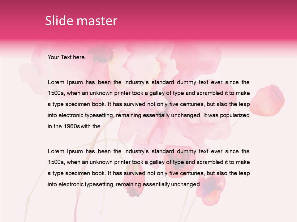 A Watercolor Painting Of Pink Flowers On A White Background PowerPoint Template