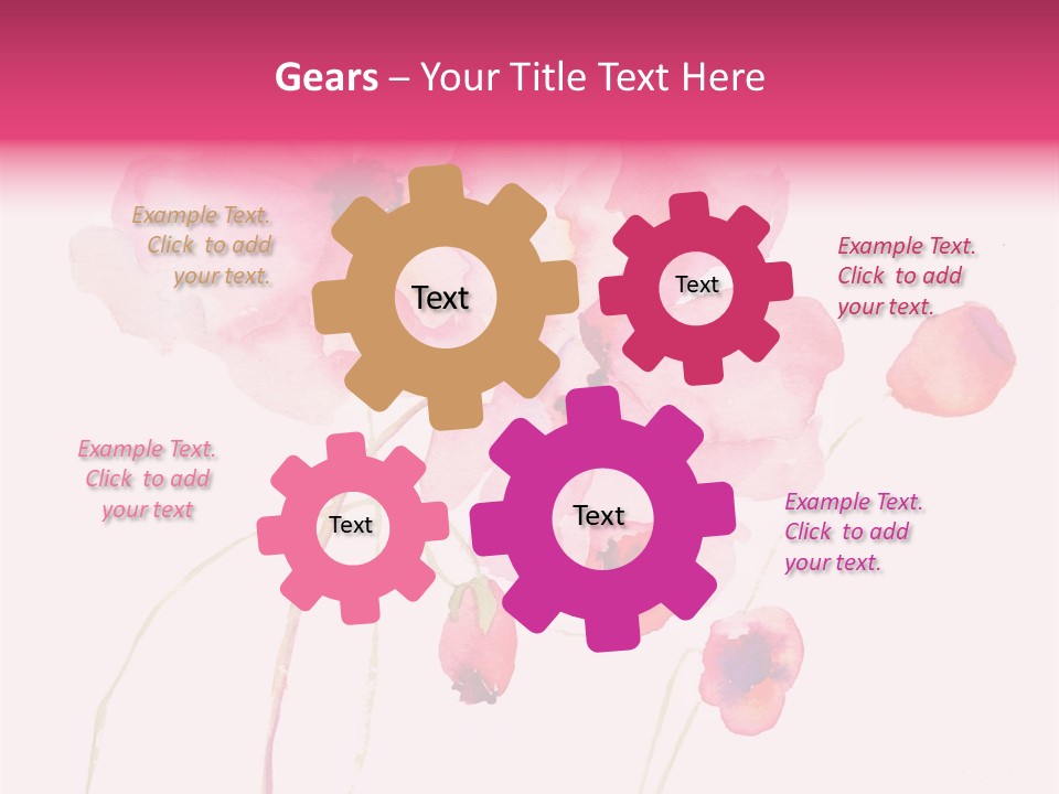 A Watercolor Painting Of Pink Flowers On A White Background PowerPoint Template