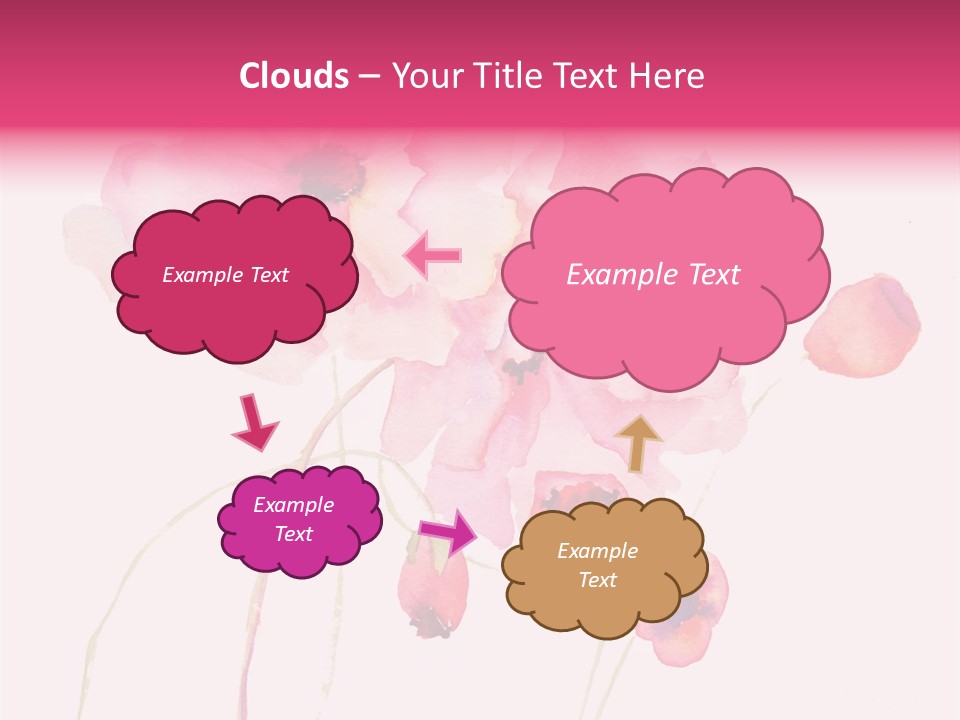 A Watercolor Painting Of Pink Flowers On A White Background PowerPoint Template
