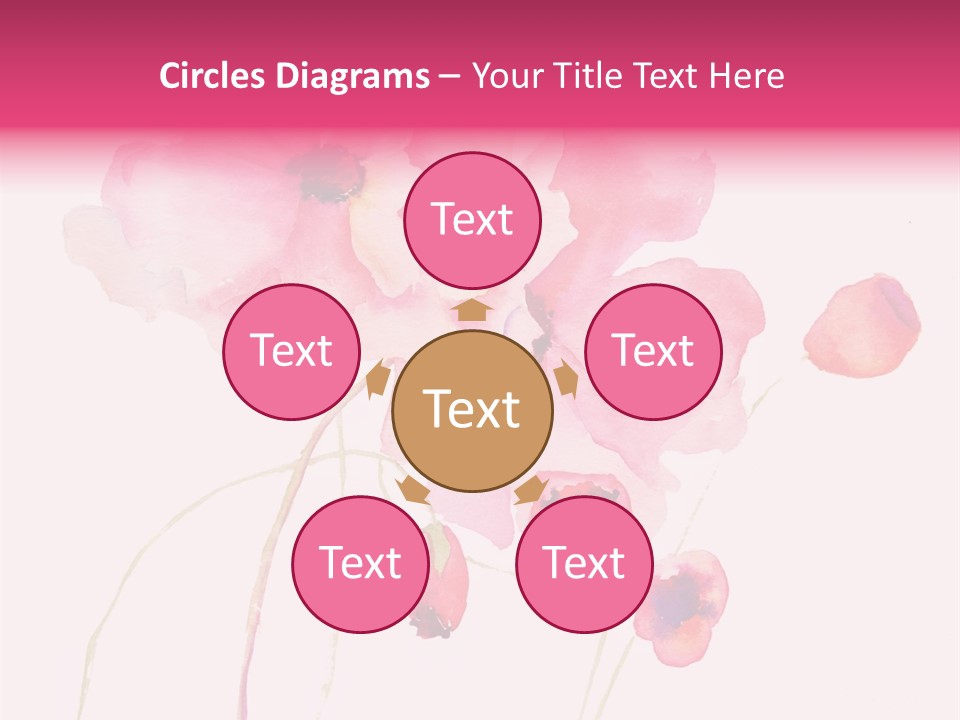 A Watercolor Painting Of Pink Flowers On A White Background PowerPoint Template