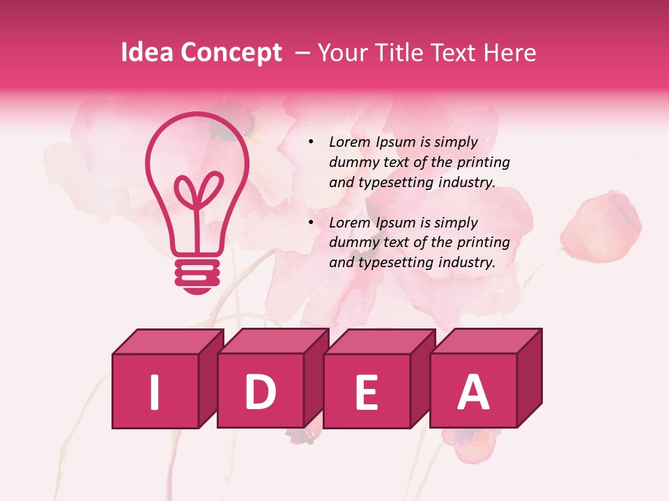 A Watercolor Painting Of Pink Flowers On A White Background PowerPoint Template