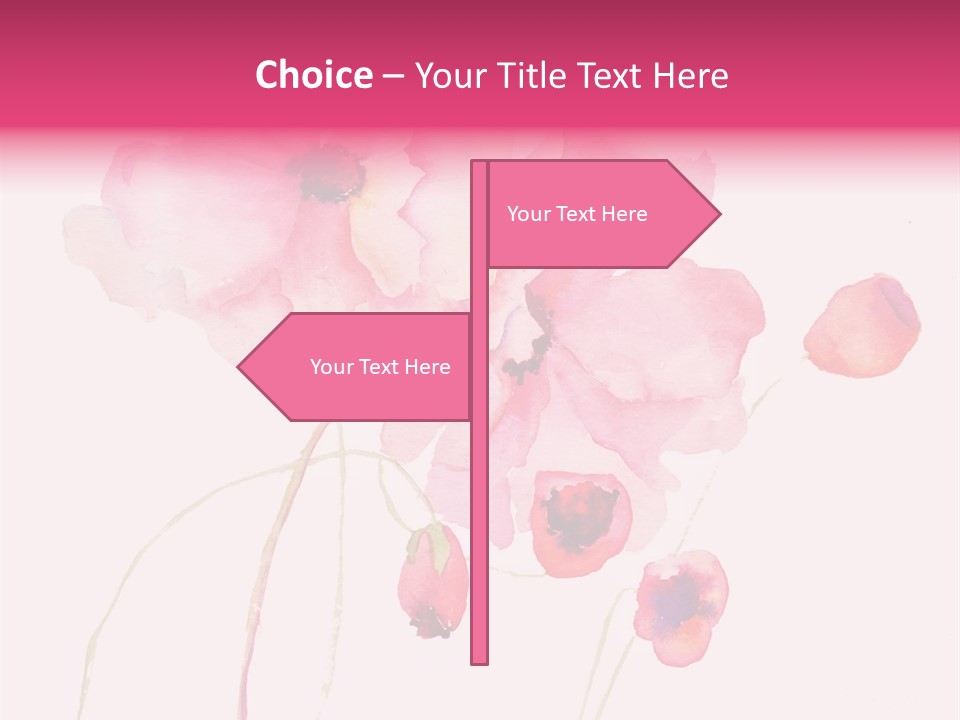 A Watercolor Painting Of Pink Flowers On A White Background PowerPoint Template