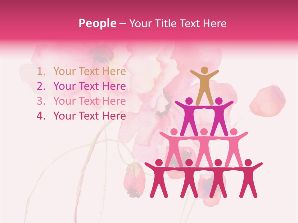 A Watercolor Painting Of Pink Flowers On A White Background PowerPoint Template