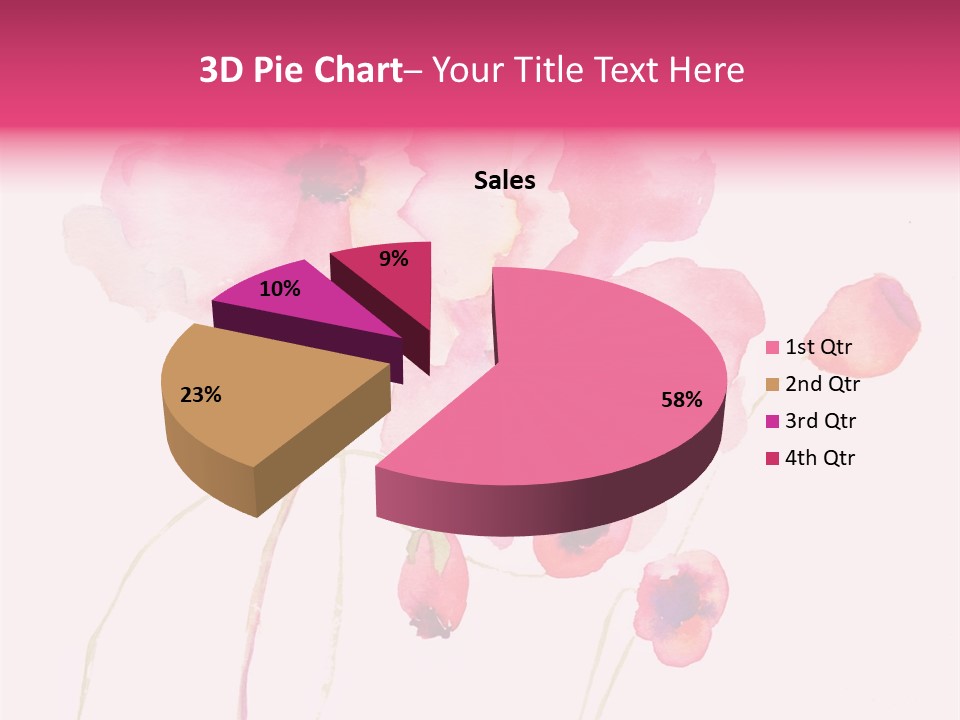 A Watercolor Painting Of Pink Flowers On A White Background PowerPoint Template
