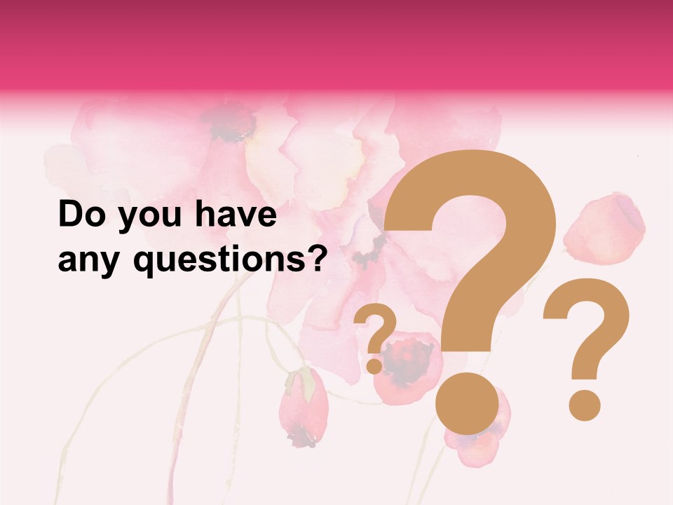 A Watercolor Painting Of Pink Flowers On A White Background PowerPoint Template