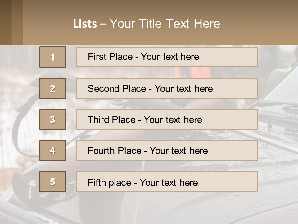 A Rifle On Top Of A Car In The Snow PowerPoint Template